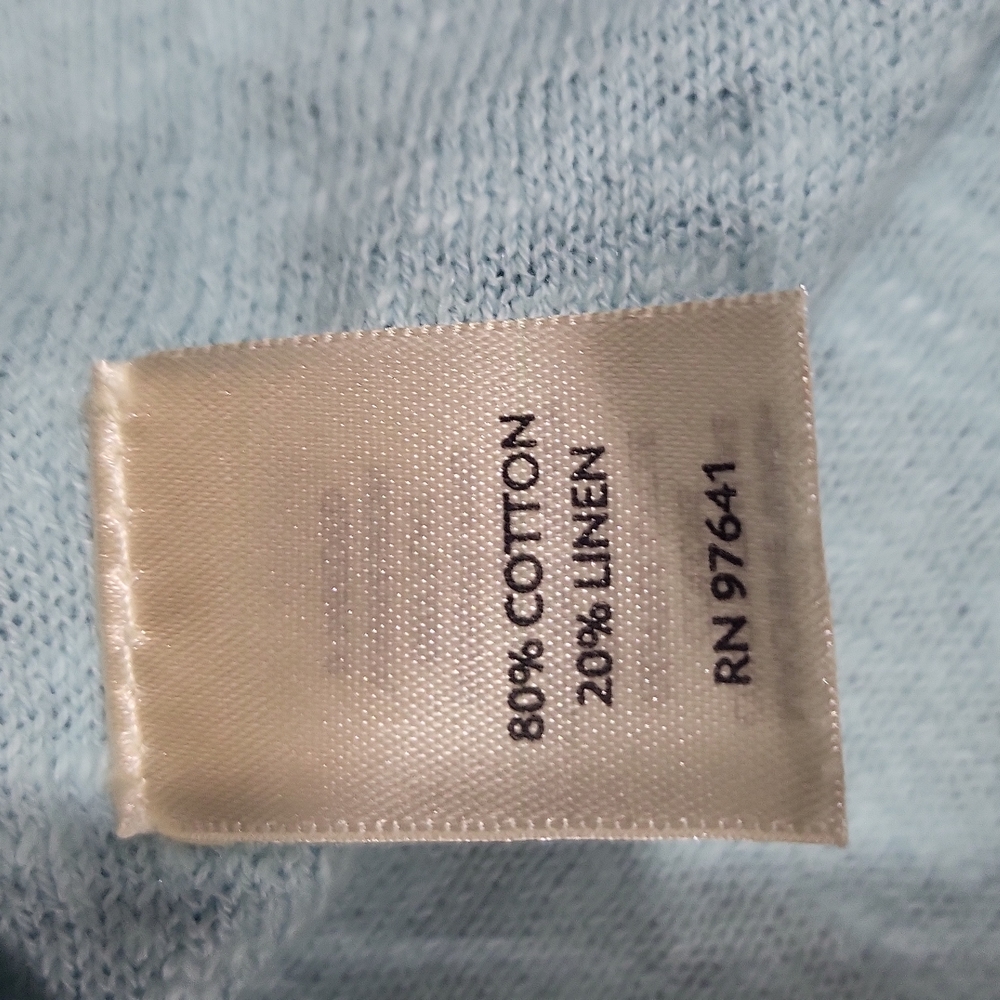 J. JILL PURE JILL Aqua Blue Scoop Neck Cotton Linen Blend Lightweight Sweater - Picture 7 of 11